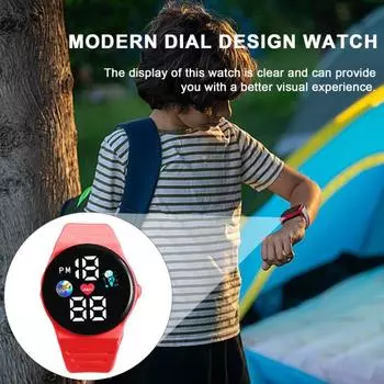 Детские часы Spaceman, силиконовый ремешок, эргономичный дизайн, светодиодный большой круглый экран, стильные часы с точным отображением времени
