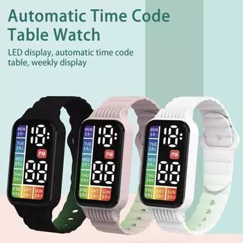 Детские часы, светодиодные цифровые часы, китайский, английский, дневной дисплей, сенсорный экран, четкий разборчивый циферблат, регулируемый ремешок, детские часы-браслет