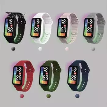 Детские часы, светодиодные цифровые часы, китайский, английский, дневной дисплей, сенсорный экран, четкий разборчивый циферблат, регулируемый ремешок, детские часы-браслет красный