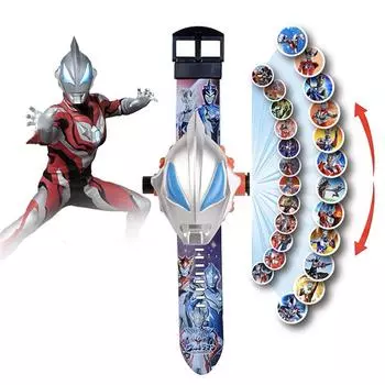 Детские часы в стиле аниме «Ультрамен», детские часы, игрушки, милые мультяшные проекции со вспышкой, часы, подарки на день рождения