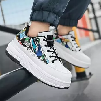 Детские четырехколесные роликовые коньки — кроссовки для катания на коньках для мальчиков и девочек 39 белый