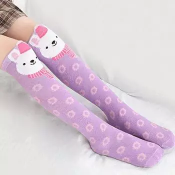 Детские чулки выше колена с милым львом, лисой, лисой и обезьяной, хлопковые длинные носки имбирный