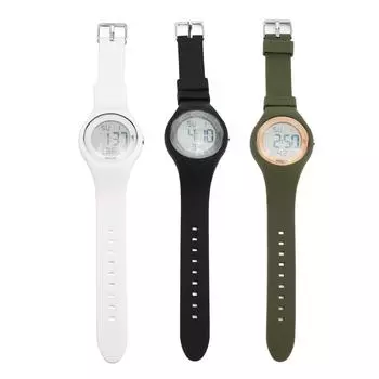 Детские цифровые часы с водонепроницаемым будильником, секундомером, EL-подсветкой, шагомером, календарем, мягким ремешком для детей White