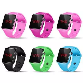 Детские цифровые детские часы для девочек для мальчиков, светодиодные водонепроницаемые силиконовые часы, подарок зелёный