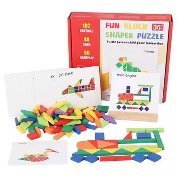 Детские деревянные головоломки, игрушки Монтессори, дошкольное образование, игра Танграм, строительные блоки, обучающая игра-головоломка, детская праздничная игрушка