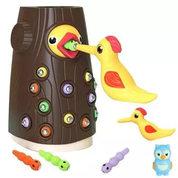 Детские деревянные игрушки Монтессори, магнитный дятел, ловля червей, кормление, рыбалка, игровой набор, развивающие игрушки для детей, подарок на день рождения