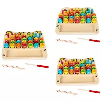 Детские деревянные магнитные буквенно-цифровые рыболовные парные математические головоломки для детей от 3 до 6 лет One Size