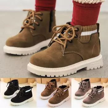 Детские детские ботинки для девочек и мальчиков, спортивные, на молнии, короткие, повседневные туфли 24 коричневый