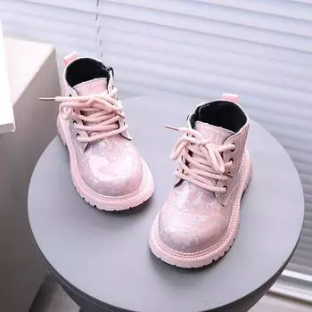 Детские детские ботинки осень и зима для мальчиков и девочек нескользящие новые британские яркие кожаные короткие ботинки с мягкой подошвой 21 бежевый