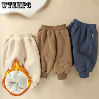 Детские длинные штаны Зимняя одежда с плюшем и утолщенными детскими штанами Осенние и зимние хлопковые штаны для мальчиков, девочек и детей 73