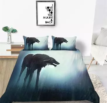 Детские домашние постельные комплекты с наволочкой Cool Wolf Печатный постельный костюм с наволочкой Постельное белье UK Single 135x200cm