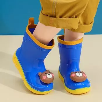 Детские дождевики женские съемные мультяшные водные туфли нескользящие водонепроницаемые резиновые сапоги для маленьких детей среднего и маленького возраста детские сапоги для мальчиков 26 [shoe length 16cm]