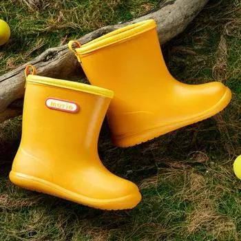 Детские дождевые ботинки для сезона дождей, мужские дождевые ботинки из ЭВА средней высоты, детские водонепроницаемые дождевые ботинки для девочек, дождевые ботинки для малышей 22 красный