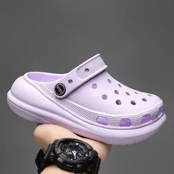 Детские дырочки, новые, с мягкой подошвой, дышащие, женские, мужские, для детей среднего и старшего возраста, сандалии на платформе, повседневные, пляжные, классные, мужские тапочки 30 фиолетовый