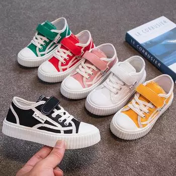 Детские дышащие легкие парусиновые туфли в корейском стиле для девочек на мягкой подошве, повседневные туфли для школьников в любое время года. 26 розовый