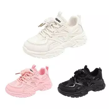 Детские дышащие сетчатые кроссовки. Детская нескользящая прочная уличная обувь, легко завязываемые шнурки. 29