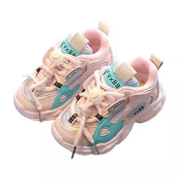 Детские дышащие сетчатые кроссовки, нескользящая уличная обувь, легко завязываемые шнурки 25