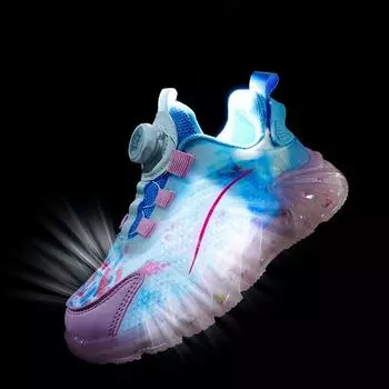 Детские дышащие весенние новые универсальные туфли-ночные светильники для мальчиков и девочек 2024 года, модные детские повседневные мягкие и легкие 28 синий