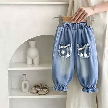 Детские джинсовые эластичные брюки детские джинсы с карманами для девочек модные леггинсы брюки для девочек bafanou 24114 73cm(6-12M) синий