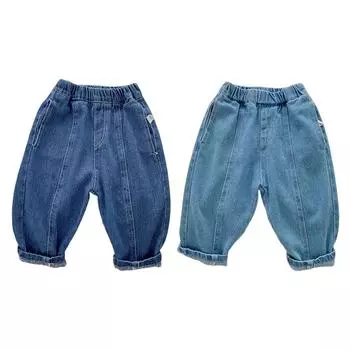 Детские джинсы в повседневном стиле, однотонные, ностальгический стиль, весна и осень 120