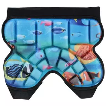 Детские фигурные коньки, набедренная защита, утолщенная, 3D, защитная, короткая, амортизирующая, регулируемая, для большинства видов спорта, катание на роликах Cartoon blue