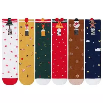 Детские флисовые гольфы для девочек и мальчиков, рождественские гольфы, чулки со снеговиком, длинные гольфы в горошек с героями мультфильмов, носки-трубы с нескользящей подошвой, От 1 до 3 лет One Size