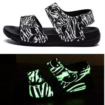 Детские флуоресцентные сандалии Детские сандалии Легкая носимая детская обувь Сандалии на липучке 22 чёрный