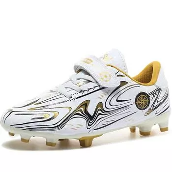 Детские футбольные бутсы 28-39, детские волшебные наклейки, ремешок, пластиковые футбольные бутсы для ногтей 28 золотой/белый