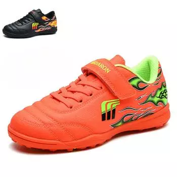 Детские футбольные бутсы для мальчиков и девочек, тренировочные кроссовки для подростков, кроссовки на липучках Shattered Nails для мальчиков 35 оранжевый