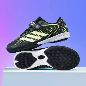 Детские футбольные бутсы для мальчиков, учеников начальной школы, дышащие, профессиональные, липучки, для девочек, специальные, сломанные ногти, тренировочные бутсы TF для волос Jinjiang 30 чёрный