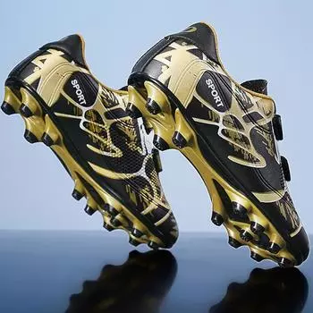 Детские футбольные бутсы для молодежи, однотонные футбольные бутсы с двойной волшебной клюшкой, тренировочные футбольные бутсы для мальчиков 28 красный