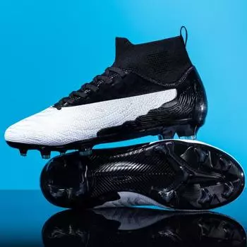 Детские футбольные бутсы для подростков 33-46 лет, мужские носки с длинными ногтями AG, мужские тренировочные футбольные бутсы 33 чёрный