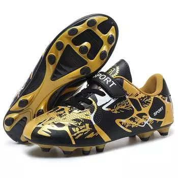 Детские футбольные бутсы из ПВХ, противоскользящие, с длинными ногтями, волшебная наклейка TF с игровыми футбольными бутсами для мальчиков 28