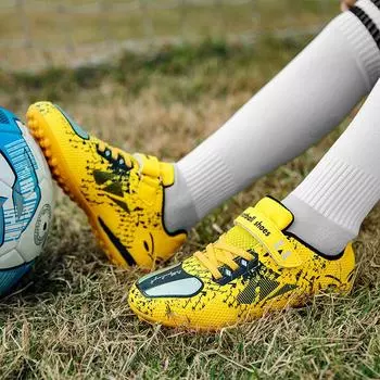 Детские футбольные бутсы Magic Stick, резиновые бутсы с мягкой подошвой для уличных тренировок, футбольные бутсы для мальчиков 28 серебряный/синий