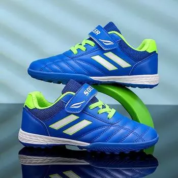 Детские футбольные бутсы мужские и женские с короткими ногтями TF, с липучками, для учеников начальной и средней школы, для девочек, тренировочные бутсы, прочные бутсы 30