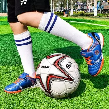 Детские футбольные бутсы на липучке детские тренировочные кроссовки для бега сломанные ногти трава на открытом воздухе 29 синий