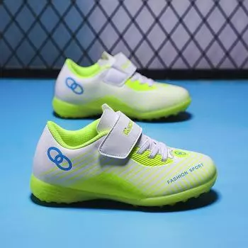 Детские футбольные бутсы на липучке для мальчиков и девочек TF со сломанными ногтями для учеников начальной школы, тренировочная игровая спортивная обувь, один ботинок 29