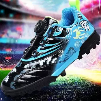 Детские футбольные бутсы с резиновой мягкой подошвой для тренировок, детские футбольные бутсы для мальчиков 28 чёрный