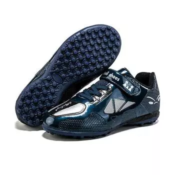 Детские футбольные бутсы с шипами и застежкой-липучкой без шнурков для учеников начальной и средней школы, кроссовки для бега по траве 28