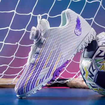 Детские футбольные бутсы с вращающейся пряжкой для подростков, мальчиков и девочек, для студентов, детские, с обломанными ногтями, для тренировок по игре на траве без шнурков 28