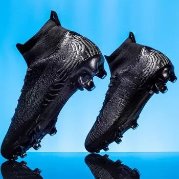 Детские футбольные бутсы с высоким верхом, мужские спортивные футбольные бутсы большого размера с гвоздями для улицы 32 чёрный