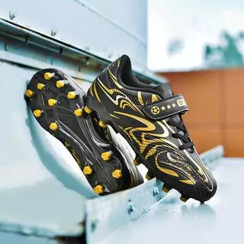 Детские футбольные бутсы Society FG Школьные футбольные бутсы Бутсы Травяные кроссовки для мальчиков и девочек Спортивная обувь для тренировок на открытом воздухе 30 золотой