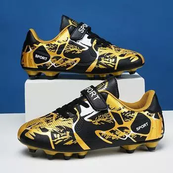 Детские футбольные бутсы Society FG Школьные футбольные бутсы Бутсы Травяные кроссовки для мальчиков и девочек Спортивная обувь для тренировок на открытом воздухе 28 чёрный