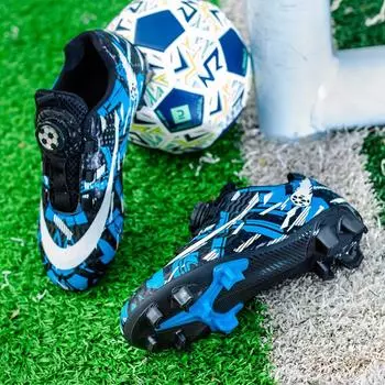 Детские футбольные бутсы TF с эффектом сломанных ногтей для мальчиков, учеников начальной и средней школы, профессиональные тренировочные бутсы с вращающимися кнопками, дышащие, футбольные 28