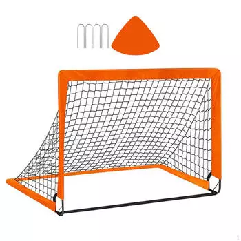 Детские футбольные ворота, футбольные ворота с сумкой для переноски, сетчатая цель из стекловолокна для парка оранжевый