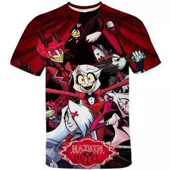 Детские футболки Hazbin Hotel с 3D Prited, летняя футболка с короткими рукавами для мужчин и детей, популярная модная уличная одежда для взрослых, детская одежда 100
