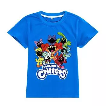 Детские футболки, игровая футболка, детская повседневная одежда с героями мультфильмов Kawaii, топы для мальчиков и девочек, топы с короткими рукавами 170cm белый