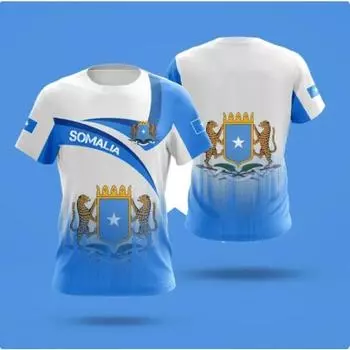 Детские футболки, летние, с круглым вырезом, с принтом в виде 3D флага Сомали, с принтом, модные повседневные футболки для мальчиков с короткими рукавами 170