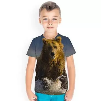Детские футболки, летние, с круглым вырезом, с принтом в виде 3D животных, модные повседневные футболки с короткими рукавами для мальчиков 110
