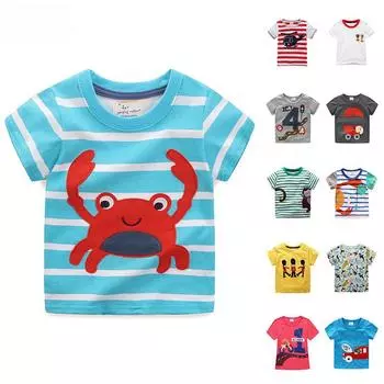 Детские футболки с коротким рукавом 2023 года — европейский и американский стиль 4T